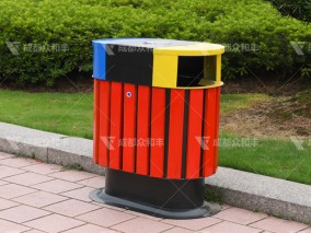 成都户外钢木分类垃圾桶T-18026